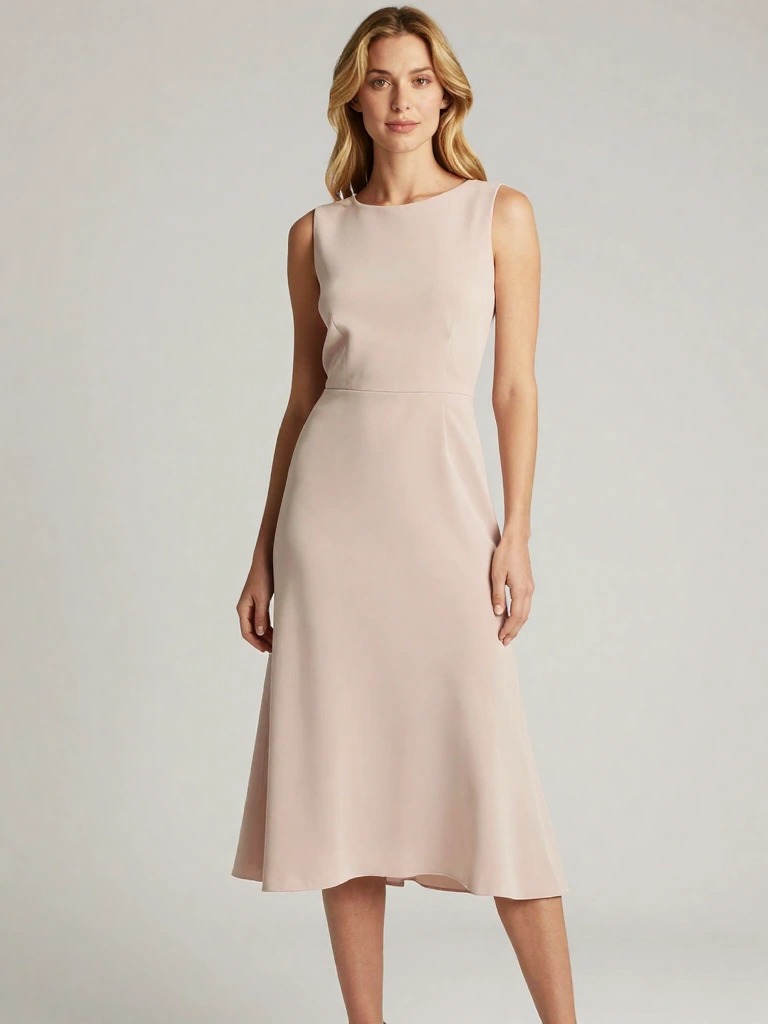 Abbigliamento semi formale donna: cosa significa davvero 1 Vestito midi elegante da donna per abbigliamento semi formale, colore nude, linea pulita e raffinata