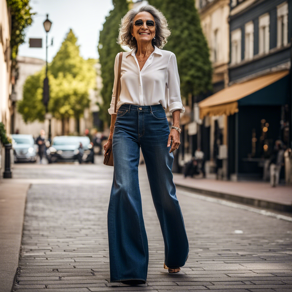 jeans per donna di 60 anni a gamba larga