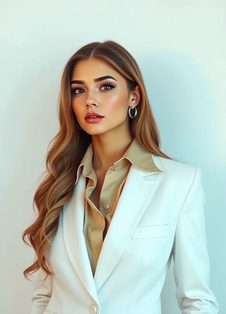 Sotto un tailleur bianco, una camicia oversize in una tonalità neutra aggiunge un tocco di eleganza rilassata, perfetta per un look casual chic e raffinato.