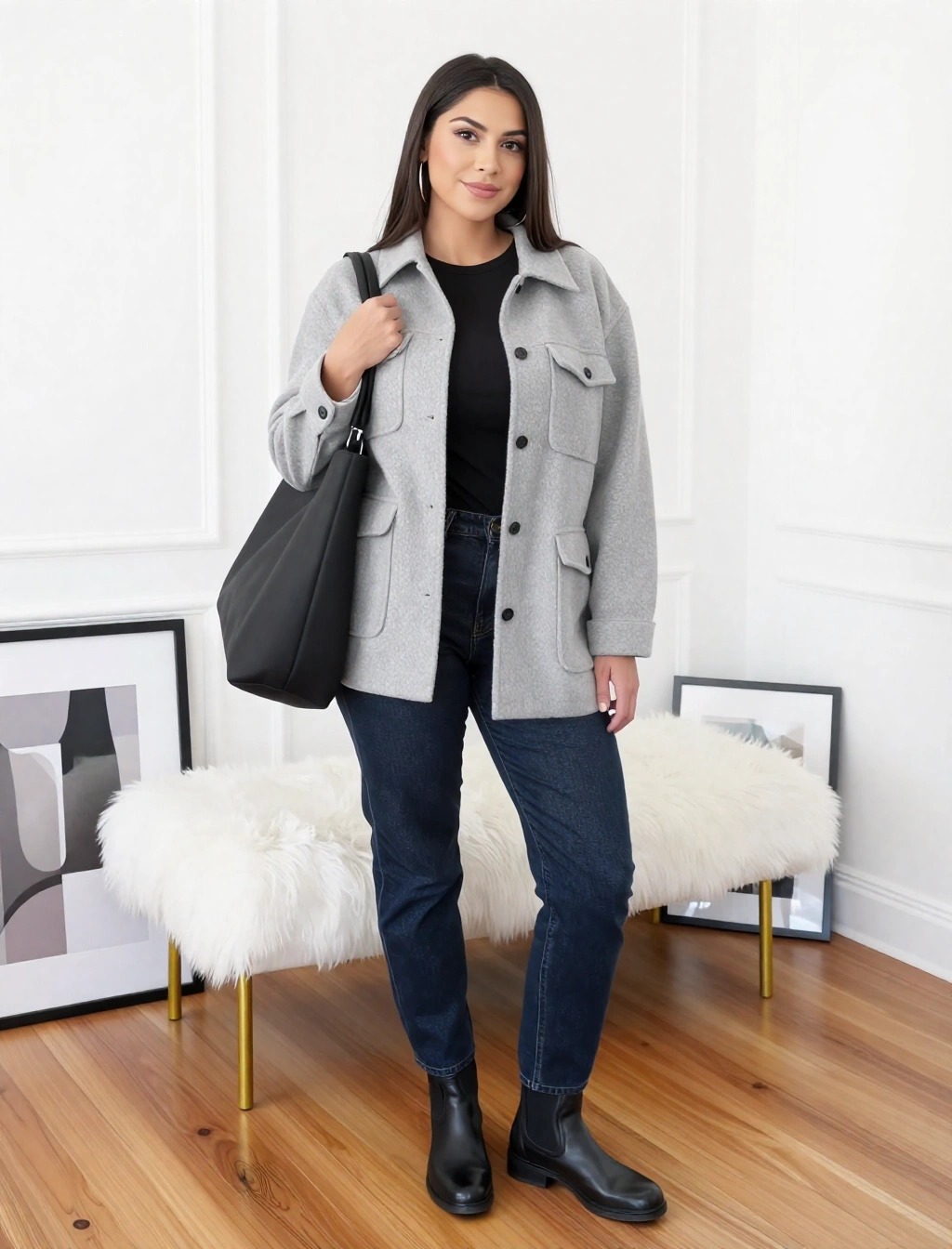 Come vestirsi con 15 gradi donna: Guida Look mezza stagione 18 outfit donna casual per 15 gradi con giacca in lana grigia e jeans