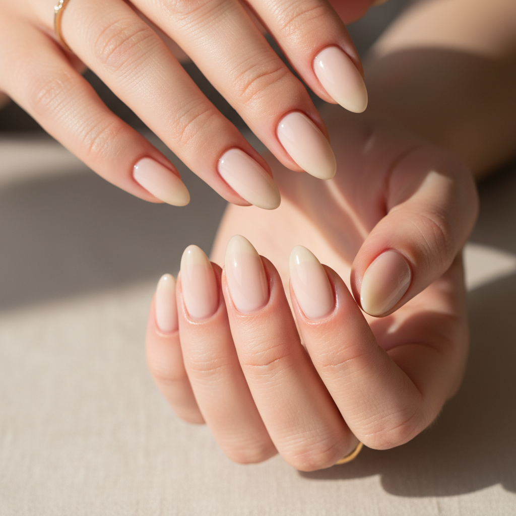 Smalto ideale per una cerimonia: consigli e colori eleganti 1 Manicure nude lattiginosa elegante, ideale per una cerimonia o un evento formale