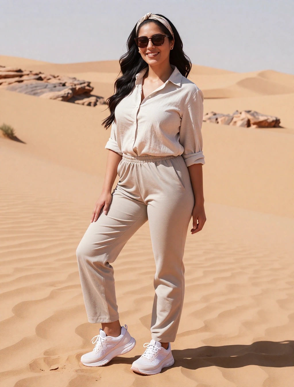 Outfit comodo e leggero per escursione nel deserto a Sharm el-Sheikh, perfetto per gennaio
