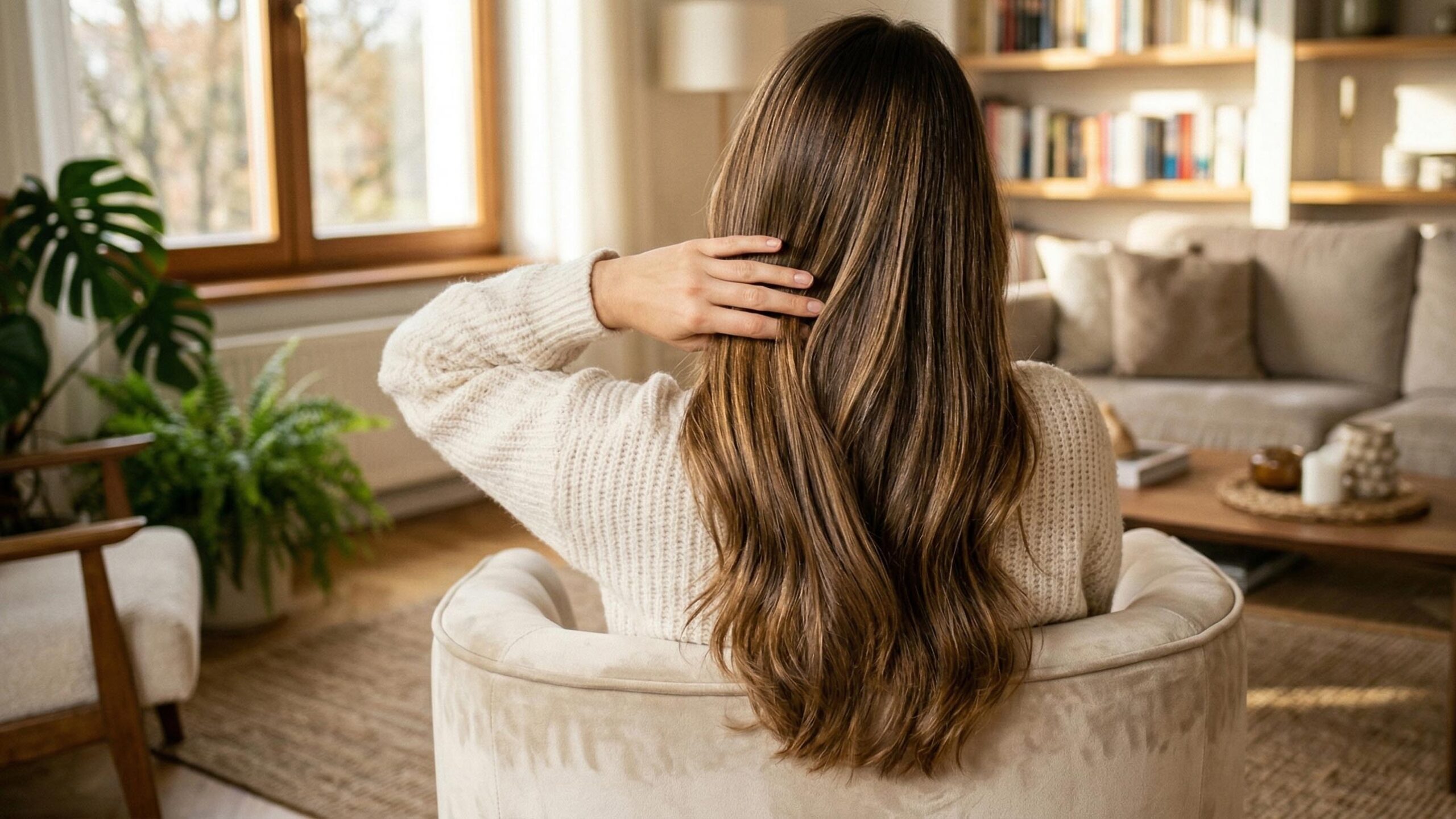 Come essere più bella: Segreti e Consigli per Splendere 3 Capelli lunghi e lucenti visti da dietro, esempio di chioma sana ottenuta con trattamenti ristrutturanti.