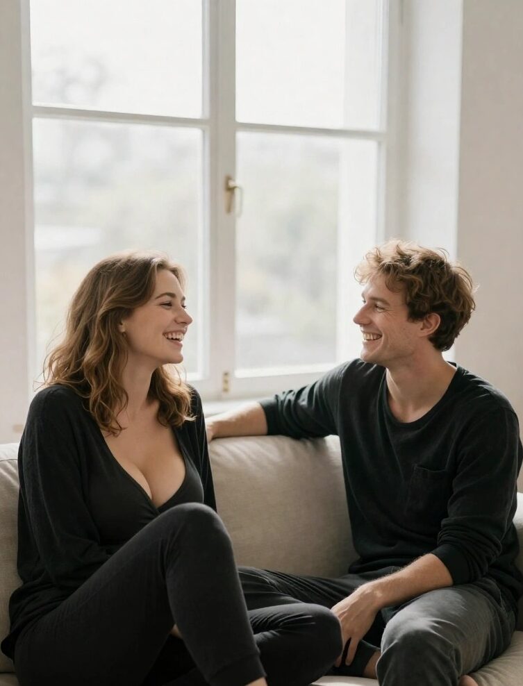 Che tipo di donna spaventa un uomo: I tratti che li frenano 3 Coppia che parla in modo autentico delle proprie emozioni sul divano