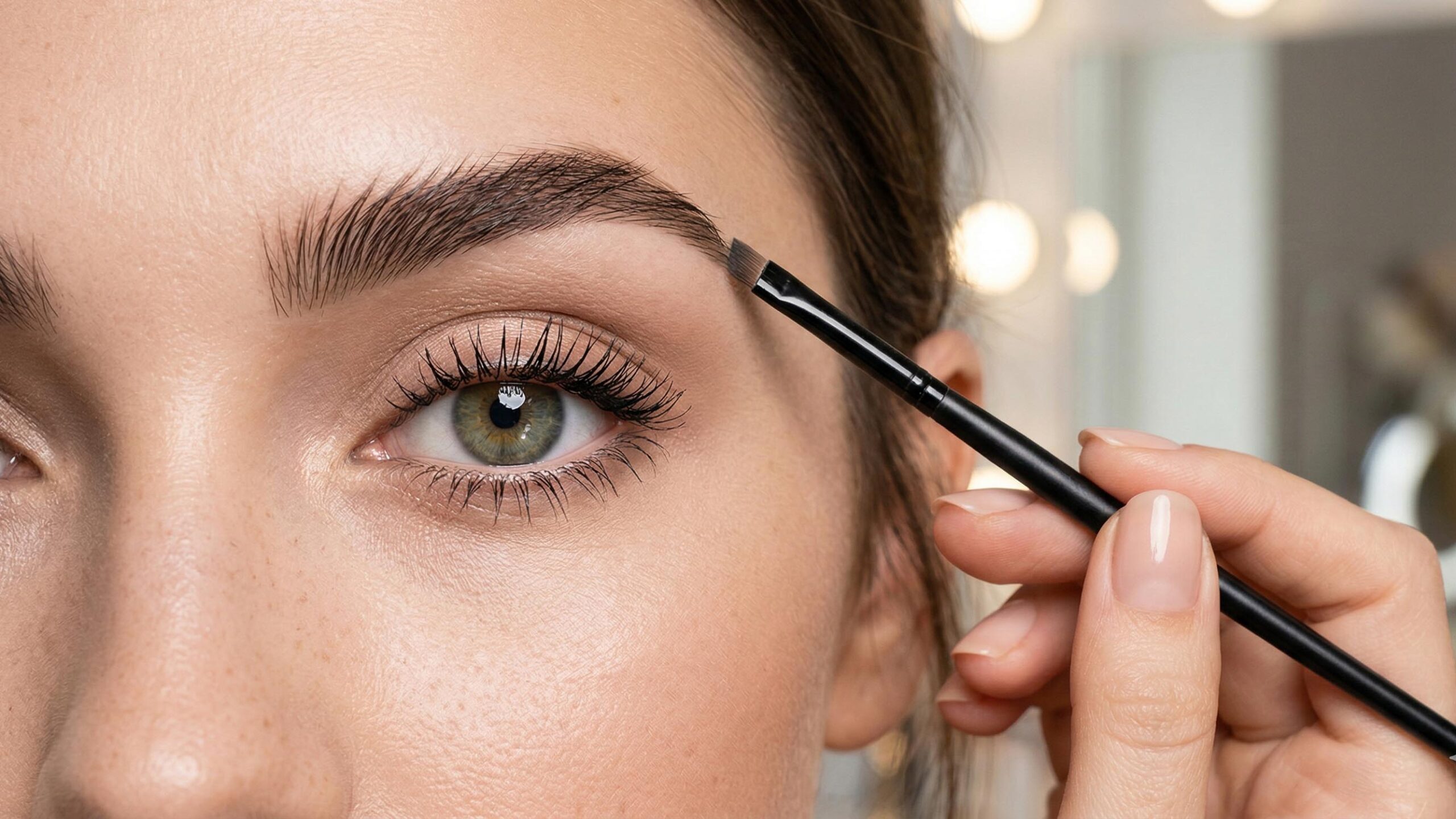 Come essere più bella: Segreti e Consigli per Splendere 5 Dettaglio di un makeup occhi minimalista e sopracciglia ben curate per valorizzare lo sguardo in modo naturale.