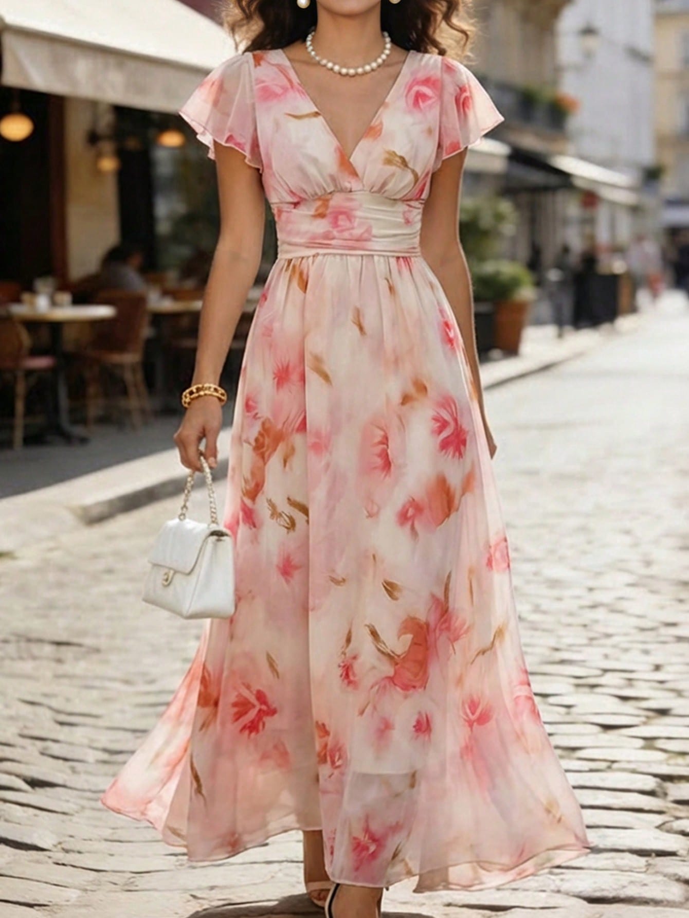 abito midi a fiori comunione donna