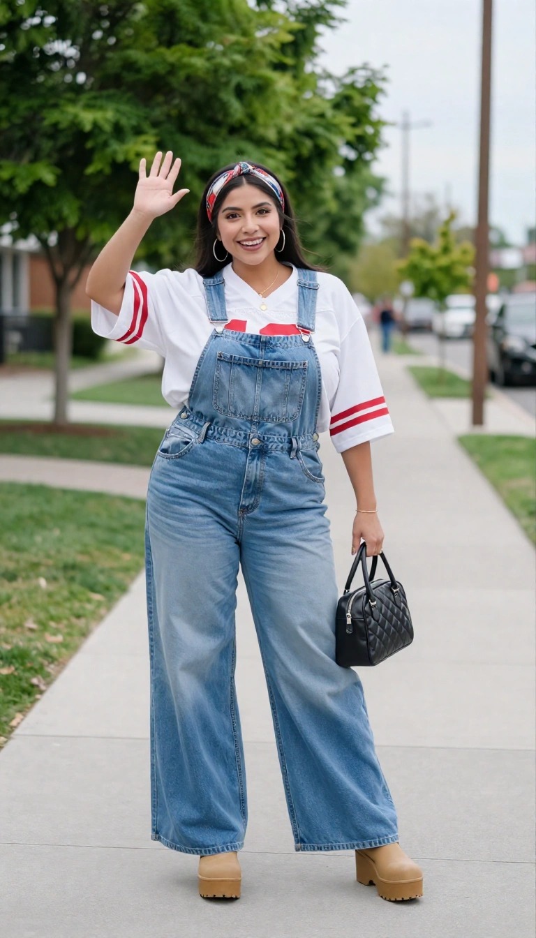 outfit-anni-90-donna-salopette-denim-oversize