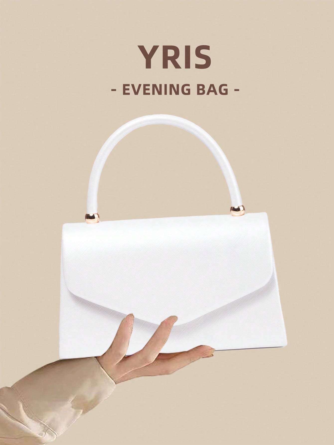 10 Outfit Battesimo Mamma 2026: Idee Look Eleganti e Comodi 4 1 pezzo Borsa clutch in materiale PU con stampa di palme bianche e delicati perline in metallo, adatta per matrimoni, feste, cerimonie e occasioni formali