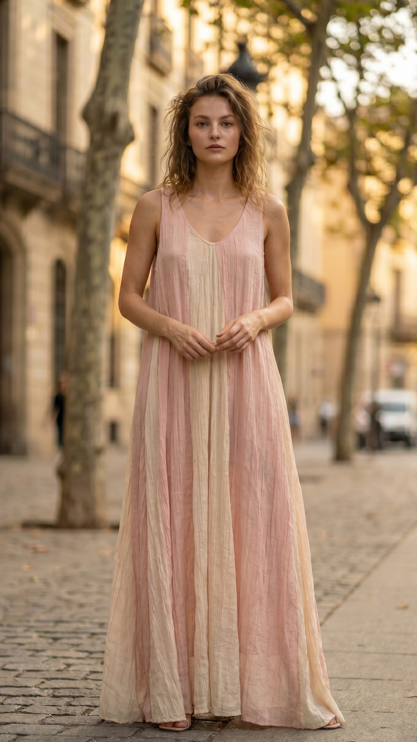 Come Vestirsi in Estate Donna: Guida Completa Allo Stile 5 Outfit estate donna 2026: vestito lungo smanicato color pastello in tessuto leggero, idea per passeggiare in città con il caldo
