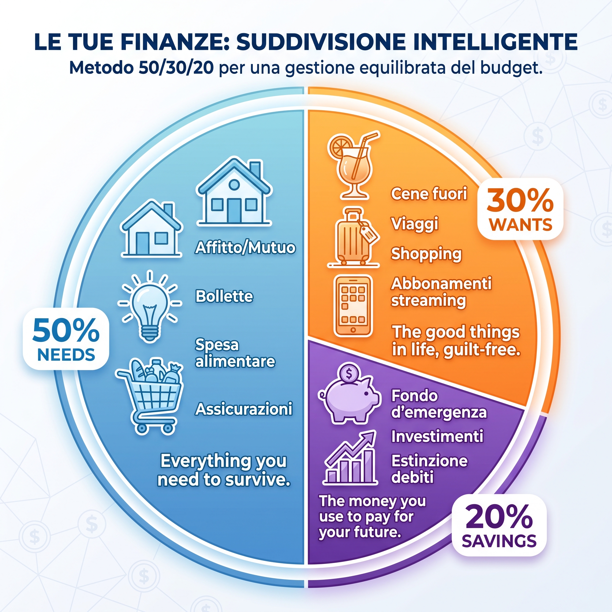 Gestione Finanziaria Personale: Come Gestire il Tuo Denaro 1 infografica-regola-50-30-20-gestione-denaro